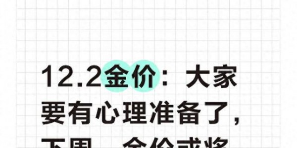 12.2金价：大家要有心理准备了，下周，金价或将重现15年历史