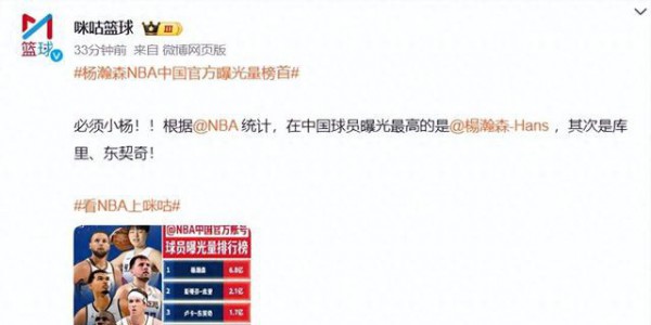 NBA官宣！杨瀚森第1，力压库里！詹姆斯第6，全体中国球迷的功劳