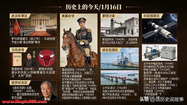 历史上的今天/1月16日：帝国建立、飞船对接与王朝更迭的历史交汇