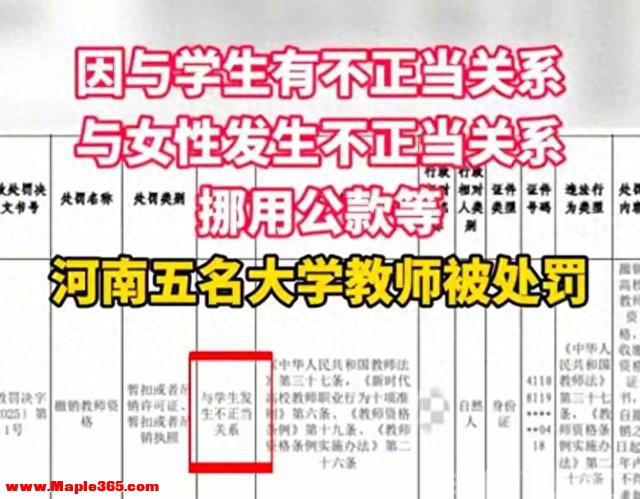 没管住下半身！老师与学生发生关系，河南省教育厅开除5位老师